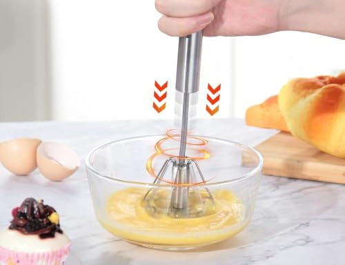 Proline Whizzy Whisk Push Whisk Mixer| Matacha Whisk| Milk Frother| Professional Manual Hand Whisk| Professional Cake Mixer|
