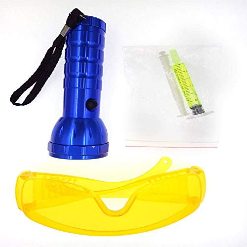 Kit rilevatore di perdite AC per auto, tester di perdite di gas alogeno, torcia UV per occhiali protettivi, strumento di riparazione del condizionatore d'aria automobilistico