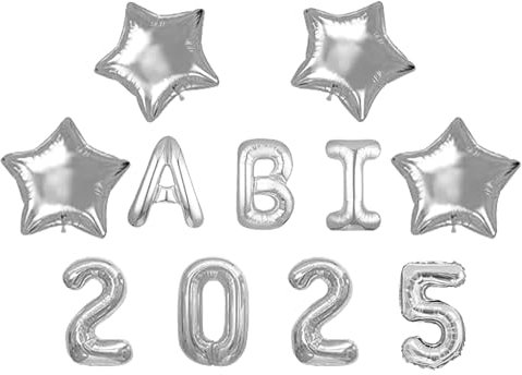 Abitur 2025 Deko,Abitur 2025 Geschenke,Abi 2025 Deko,Abi Luftballons Abschluss Deko,Graduation Ballons Banner FüR Abschlussfeier Abi Schulabschluss Dekoration 2025(Silber)