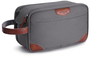 ECOHUB Reise Kulturbeutel für Herren, Kosmetiktasche mit Doppelter Reißverschlussöffnung, Wasserdicht Kulturtasche mit Groß Fach & Nassfach, PET-Recycelte Waschtasche, Toiletry Bag für Männer(Grau)