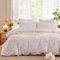 Freyamy Housse de Couette 200x200cm+2 Taie d'oreiller 65x65cm Plaid Noeud Papillon Blanc Rose Parure de lit 2 Personnes Adulte Sets de Housse Couette en Microfibre avec Fermeture Éclair