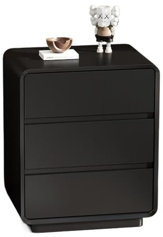 WQQYU6HKF Nachtisch Schwarzer Lack DREI-Schubladen-Nachttisch Familie Wohnzimmer Schlafzimmer Studie Kleiner Lagerschrank Holz Beistelltisch(XL)