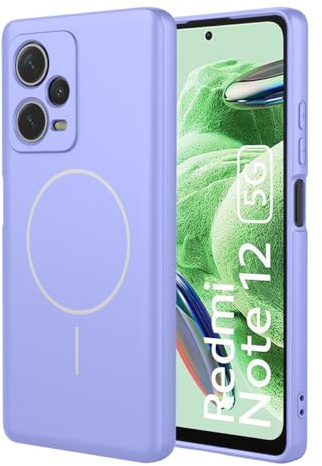 UPLAI Magnético Funda para Xiaomi Redmi Note 12 Pro 5G/Poco X5 Pro, Ultra Delgado Sedoso Silicona Líquida Antigolpes Carcasa con Protección Cámara, Premium Suave TPU Estuche Caso. Púrpura