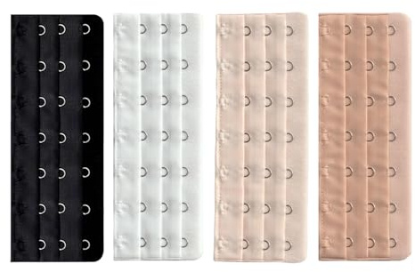 4 Pack 7 Hook Bra Extenders, Strap Extensions for Bustiers Shapewear | Made of soft nylon with plush backing, sturdy hooks, skin-friendly, extends garment lifespan for comfortable daily wear