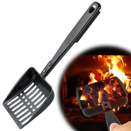 Fireplace Ash Sifter Hollow Out Coal Shovel Metal Fireplace Scoop Heat Resistant Charcoal Shovel for Fire Pits, Outdoor BBQ Grills, and Fireplaces Clean