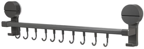 DEARMAMY Küchenhaken mit Saugnapf Befestigung Flexibler Utensilienhalter mit 10 Haken Küchenleiste aus Kunststoff Platzsparend für Küchenutensilien und Besteck