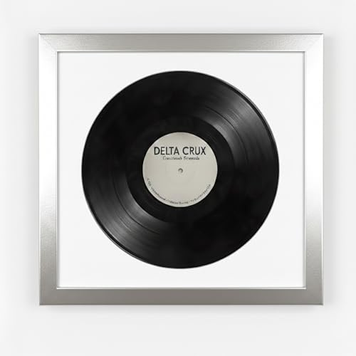 K-Möbel Schallplatten Rahmen Platin 40x40cm mit weißem Passepartout - Made in Germany - Vinylrahmen aus Echtholz für die Vinyl - UV-geschütztes Passepartout aus 100% Alpha-Zellulose