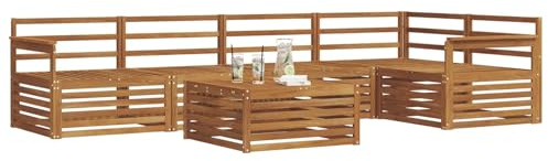 vidaXL Outdoor-Sofagarnitur 6 pcs Natur Massivholz Akazie, Gartenmöbel, modernes Sofaset, Robustes Lounge-Set, gemütlicher Terrasse-Bereich zum Entspannen