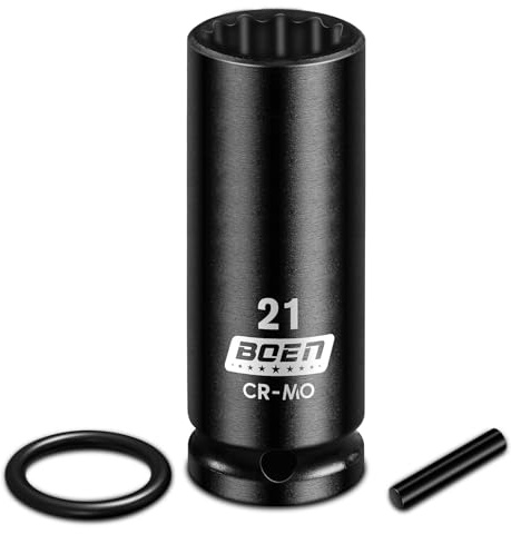 Mr.wintek Enchufe de impacto de andamio de 21 mm con pasador de retención y junta tórica, 12 puntos, 81,5 mm de longitud, acero CR-MO para acoplador de andamio, abrazaderas de tubería, alto par
