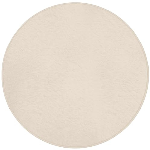 OnlyWow© Badematte Badezimmerteppich Badezimmer Badteppich Duschvorleger | 70x70 cm - Rund - Badematten Teppich Badvorleger Rutschfest Waschbar Hell - Beige - Farbe - Unifarben