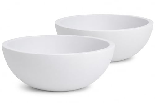 Muddy Hands Set of 2 Large White Bowl Planters 40cm Round Plastic Flower Pots for Indoor Outdoor Garden Plants, Herbs, Succulents & Water Features
