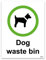Dog Waste Bin Sign, A5-210 x 148mm, 1mm Rigid Plastic, Recycle and Waste Management signs