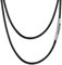 FaithHeart Damen Herren Kunstleder Kette 2 mm Schwarz mit Tunnel-Verschluss aus Edelstahl 50cm Lang