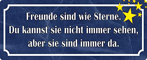 Blechschild 27x10cm gewölbt Freunde sind wie Sterne Sprüche Deko Geschenk Schild