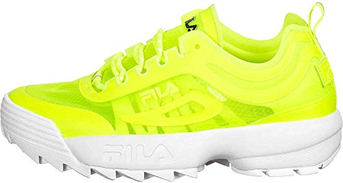 FILA Disruptor Run Damen Frauen,Sneaker-Low,Chunky-Sneaker,Mesh-Einsatz,Sportschuh,Einstiegshilfe,gepolsterte Decksohle,NEON Lime,38 EU