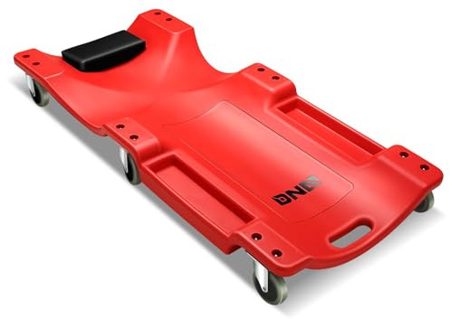 DNA MOTORING Tools-00005 Kfz-Reparatur-Rollbrett mit gepolsterter Kopfstütze, 101,6 x 48,3 cm, Rot