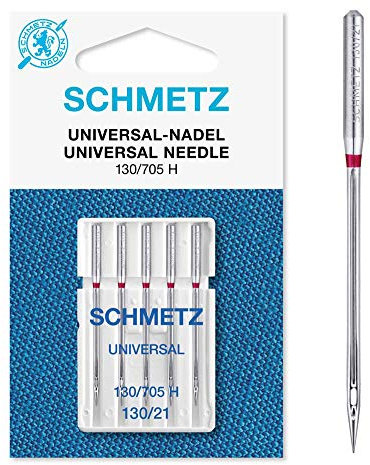 SCHMETZ | 5 Nähmaschinennadeln | Universal | 130/705 H | Nadeldicke 130/21 | auf jeder gängigen Haushaltsnähmaschine einsetzbar