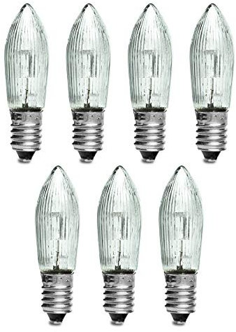 SIKORA E7 LED Topkerze/Riffelkerze/Ersatzbirnen für Schwibbogen 10-55V 0,1W E10 7er Set