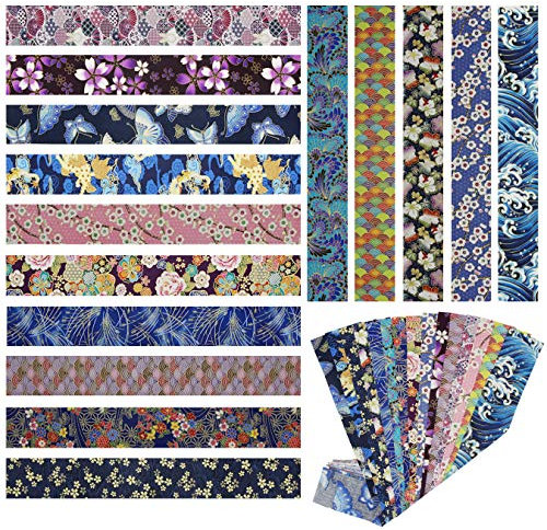 aufodara 15er Stoff Baumwolle Streifen 6,5 x 50 cm Baumwollstoff Patchwork, Gedruckt Blumen Gold Muster Bronzing Stoffpaket Stoffe zum Nähen Quilten DIY Artcraft Handwerk (Blau)