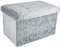 INTIRILIFE Faltbare Sitzbank 49x30x30cm in Samt Blaugrau - Sitzwürfel mit Stauraum und Deckel mit Samtbezug - Sitzcube Fußablage klappbare Aufbewahrungsbox Truhe Hocker