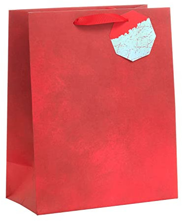 UK Greetings | Large Gift Bag for Him/Her/Friend | Party Bags for Presents | Birthdays/Weddings/Congratulations/Christmas/New Year | Red Design | 330 x 267 x 137 mm
