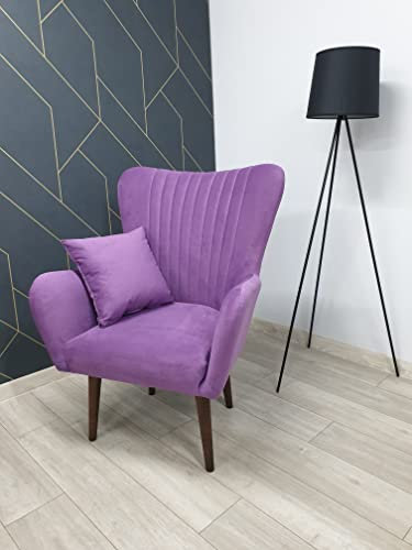 MARTHOME Poltrona Imbottita Poltrona Relax Ergonomica - Sedia da Salotto Duratura Materiale in Velluto Sedia Design Minimalista in Velluto Mobili da Seduta (Viola C11, senza poggiapiedi)