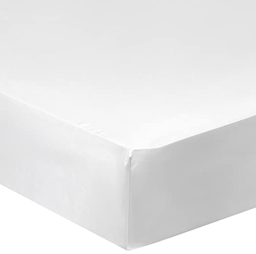 PiccoCasa Spannbettlaken Satin Bettlaken 160x200cm Spannbetttuch bis 35cm Topperhöhe mit Gummiband Weiß 160x200x35cm