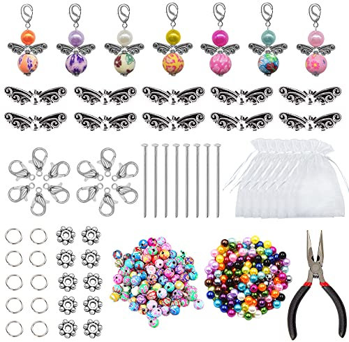 Trsnzul Engel Basteln Perlen 24 Sets Schutzengel Selber Machen Perlenengel Basteln Set Perlenengel Zubehör Hochzeit Taufe Anhänger Schutzengel für DIY Engel Schlüsselanhänger