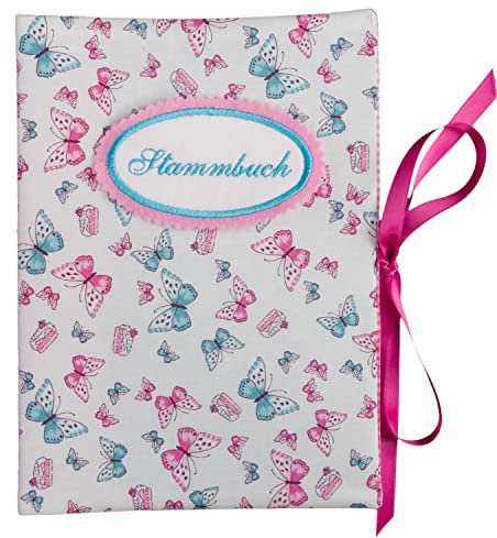 bettina bruder - Stammbuch Sammelmappe DIN A5 - Schmetterlinge weiß pink türkis - Hochzeit Standesamt