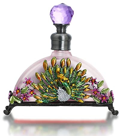 YU FENG Antique Peacock Perfume Bottles Vintage Decorative Fancy Crystal Glass Perfume Bottle Empty Refillable(Pink,20ML)