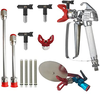 Pistola pulverizadora de pintura sin aire, alta presión 3600PSI con punta de pulverización 211 317 517, asiento de boquilla para todos los pulverizadores de pintura sin aire de 7/8 pulgadas
