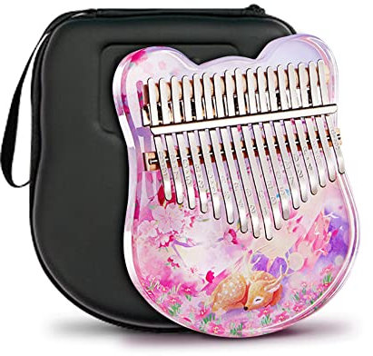Crystal Kalimba Thumb Piano 21 Schlüssel mit EVA Case für Erwachsene Anfänger, Bear Shape Transparent Crystal Daumenklavier 17 Schlüssel, Musikinstrumente,Purple 17keys