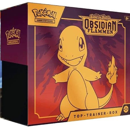 Arkero-G Pokemon Karmesin & Purpur Obsidian Flammen Glumanda SV3DE Top Trainer Box | DEUTSCH | Sammel-Karten inklusive Arkero-G 100 Soft Sleeves