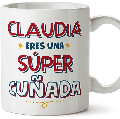 MUGFFINS Tazas Personalizadas para CUÑADA - En Español - Eres Súper - 11 oz / 330 ml - Regalo personalizable original y divertido