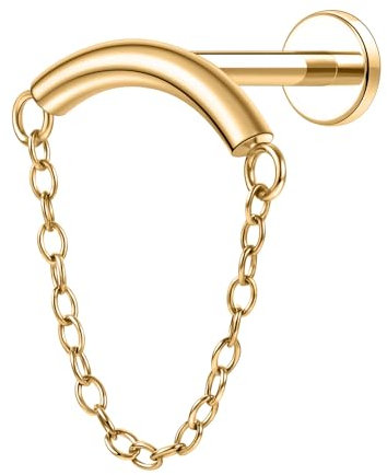 AROWRO Tragus Knorpel Conch Helix Monroe Philtrum Piercing Schmuck Gold Titan Innengewinde Hoop Ohrringe 16g Ohrstecker 10mm