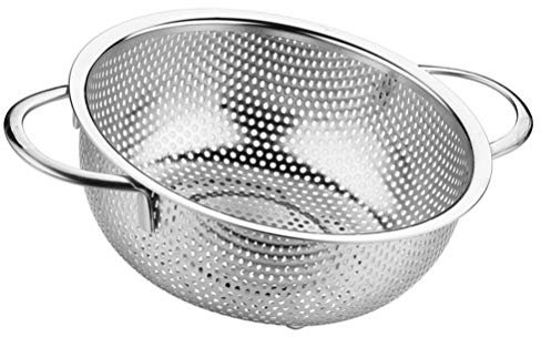 ZzzaNa Passoire en acier inoxydable Passoire micro-perforée Cuisine en métal Légumes Fruits Nourriture Bol de lavage avec poignée for pâtes nouilles Riz Rinçage Fry Basket Paniers (Color : As Shown,
