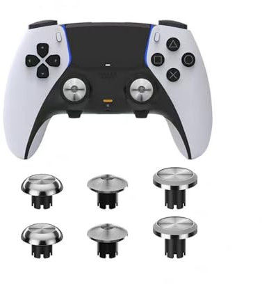Hzxkqmil Thumbsticks de Metal de Repuesto para PS5 Edge Controller - 6 en 1 Joystick Analógico Palanca de Pulgar Intercambiable Accesorios Personalizados, Plata