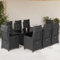 SECOLI Polyrattan Sitzgruppe Garten Essgruppe 8 Personen Rattan Gartenmöbel Set mit 8 Rattansessel Hochlehner Verstellbar Essgruppe Outdoor Gartengarnitur Sitzgarnitur Schwarz 9-tlg-Type-123