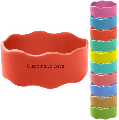 Personalized Custom Cup Sleeve, Food Grade Silicone Bottle Coffee Cup Sleeve, Heat-Resistant Reusable Mug Protector, Engraved Bottle Strips, Waterproof Handle Strap (Hot Pink)