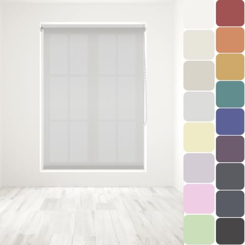 Straight Edge Dim-Out Roller Blind - Easy Fit Home Office - 240cm Width x 210cm Width Drop - Light Grey