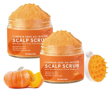 Pumpkin Seed Oil Scalp Scrub, Kopfhaut Peeling, KüRbiskernöL-Kopfhaut Massage-Peeling, Tiefenreinigung Bei Schuppen Und Fettiger Haut (2PC, 100g)
