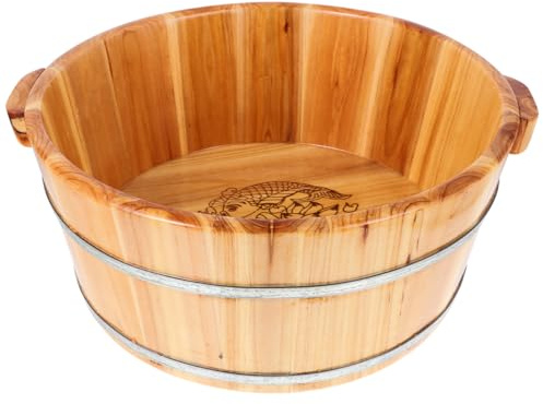 Beatifufu Cubo de Madera para Pedicura Asa, Bañera Portátil para Baño de Pies, Reutilizable y Ligera, Adecuado para Uso Doméstico y Alivio de Fatiga, Lavador de Pies Práctico para SPA