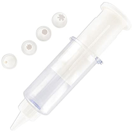 Zenker 42798 Seringue de pâtisserie avec 5 Embouts de décoration, seringue à pâtisserie, Poche à Douille, ustensile de pâtisserie, Plastique, Blanc, 33 x 11,5 x 5 cm