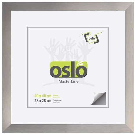 OSLO MasterLine Bilderrahmen 40 x 40 quadratisch champagner (Mix aus gold + silber) Aluminium gebürstet, Echt-Glas Alu Foto-rahmen