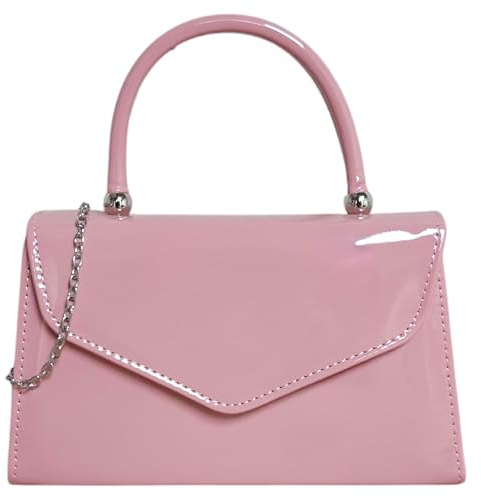 fi9® BNWT Retro Tote Patent Leather Bridal Wedding Evening Handbag Party Purse Clutch Shoulder Hand Bag (Pinky Nude)