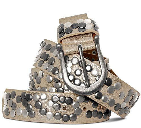 Caspar GU223 Damen Vintage Nietengürtel, Gürtelgröße:85, Farbe:metallic gold