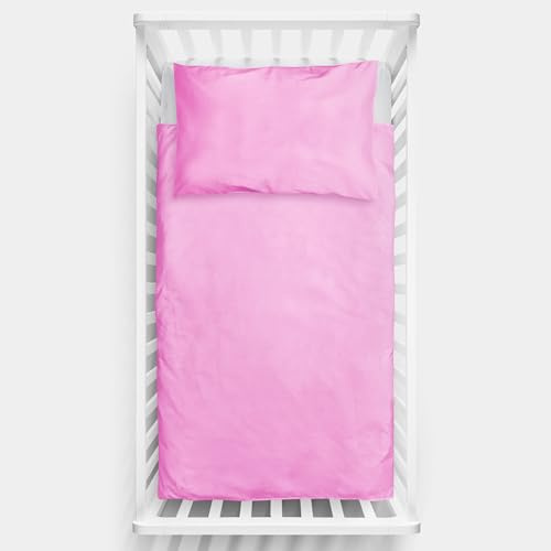 Baby Comfort 2 Piece Baby Kids Bedding Set 120x90cm Duvet Cover & Pillowcase for Toddler Cot 12M+ (Pink)