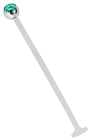 Modern Nature Piercing-Schmuck Lippenpiercing Teflon 1,2 mm Weiss mit Zirkonia Titan Kugel grün-türkis in 4 mm. Individuell geeignet als Lippenpiercing, Mundpiercing und Ohrpiercing.