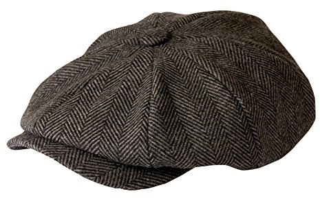 Gamble & Gunn Shelby' Newsboy Stoffmütze, Fischgrätenmuster, Grau Gr. 57cm (7), Grau (Fischgrätmuster)