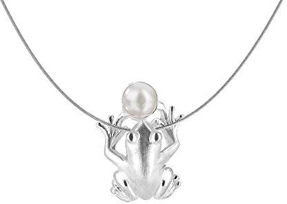 Drachenfels kleiner Frosch-Anhänger in Echtsilber mit Süßwasserperle/Kollektion Froschkönig/Froschanhänger für Stahlreif/Damen-Anhänger/D FR 64/AG